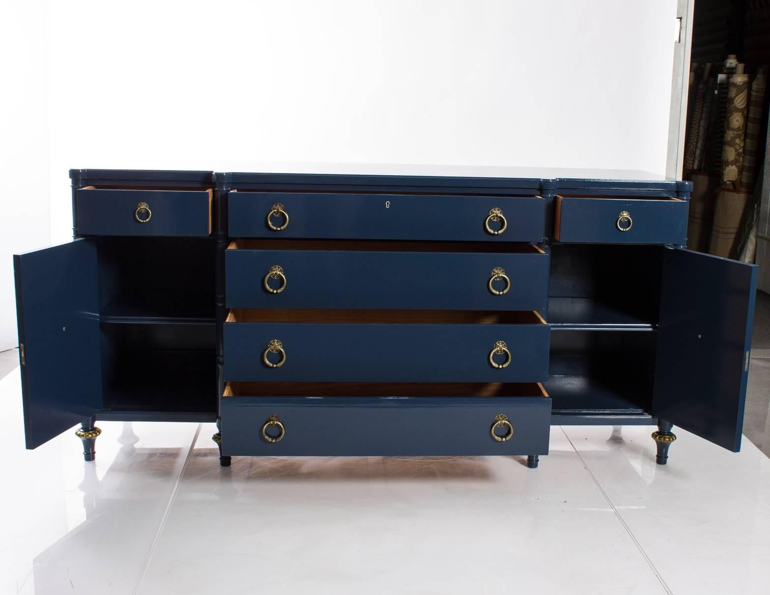 Mid-20th Century Blue Lacquered Dresser 