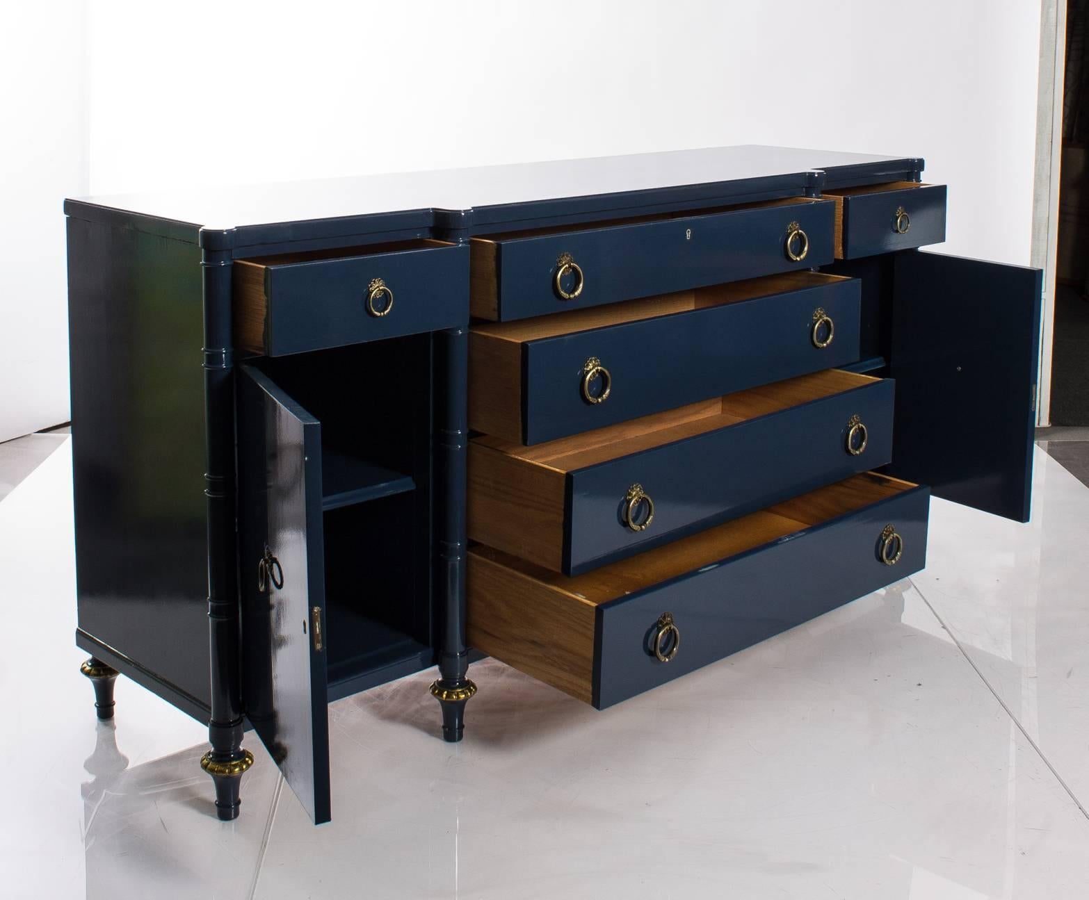 Blue Lacquered Dresser  In Good Condition In Stamford, CT