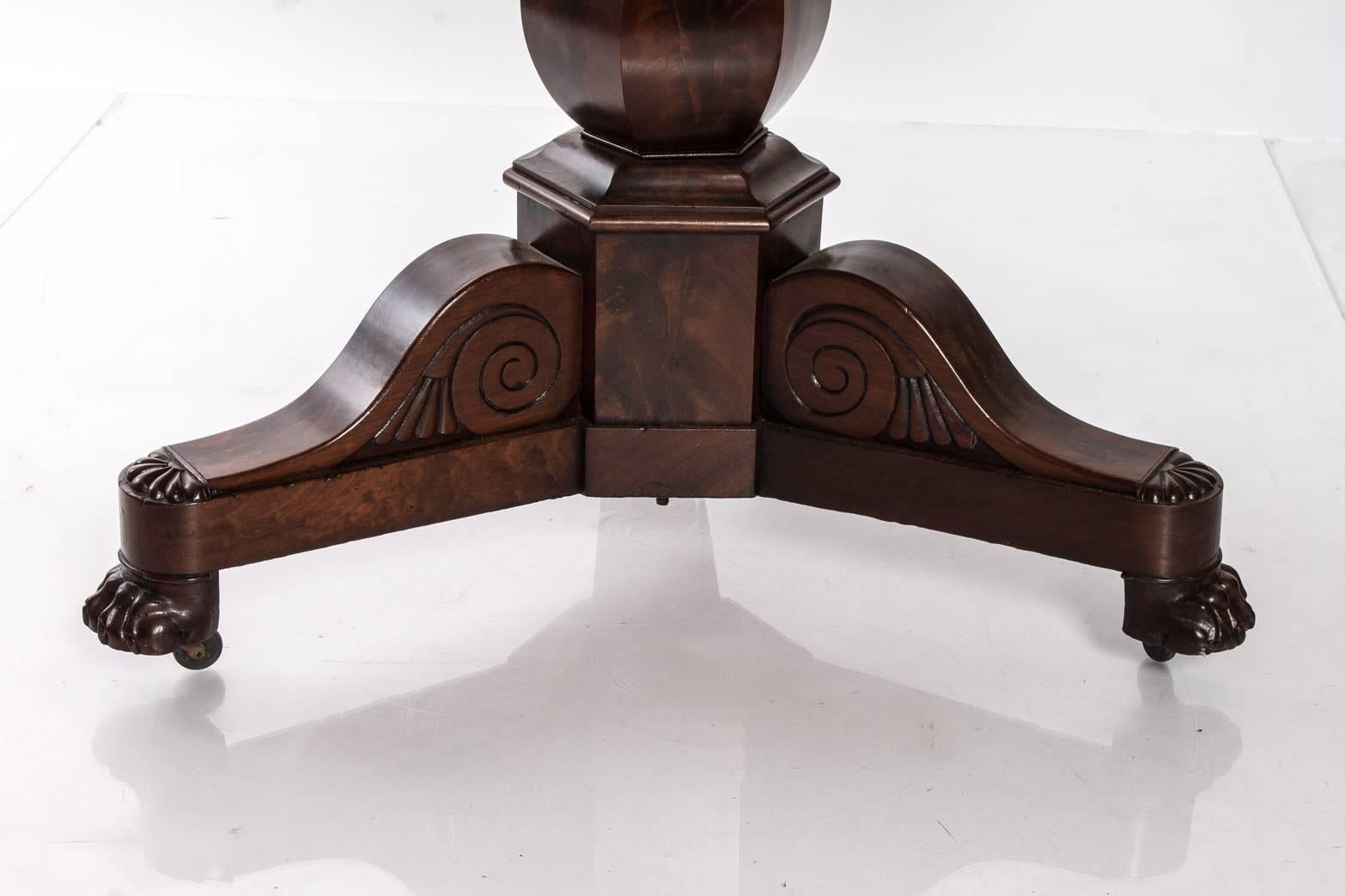 French mahogany and marble top gueridon table, circa 1860-1880.