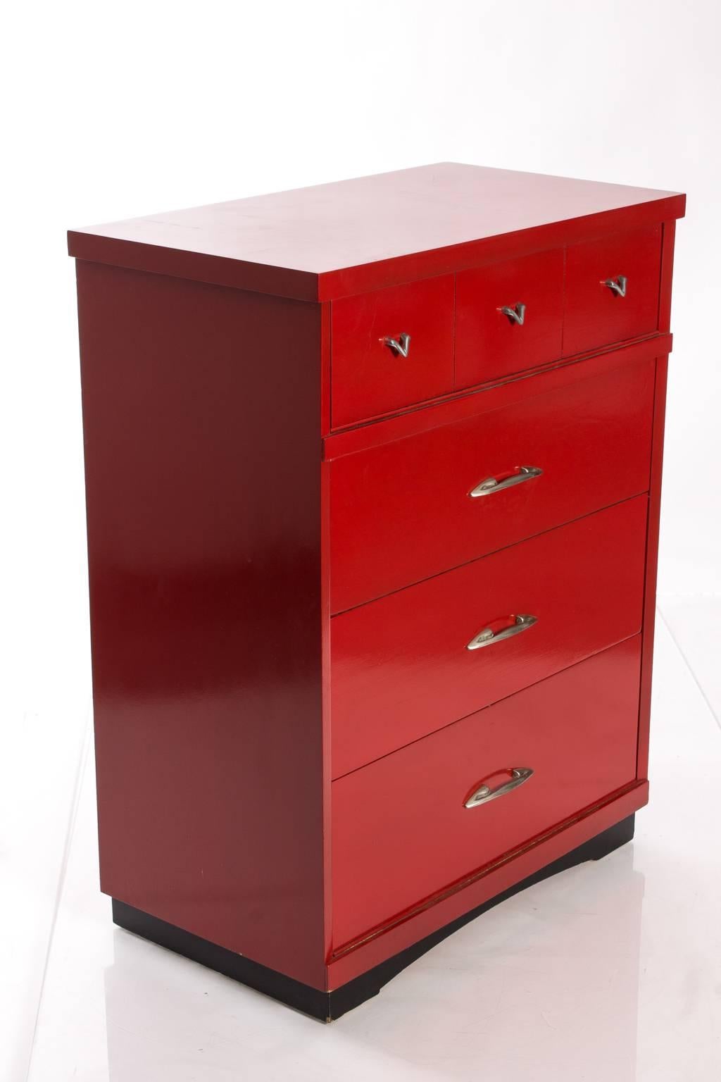 Mid-Century Modern Red Lacquered Chest
