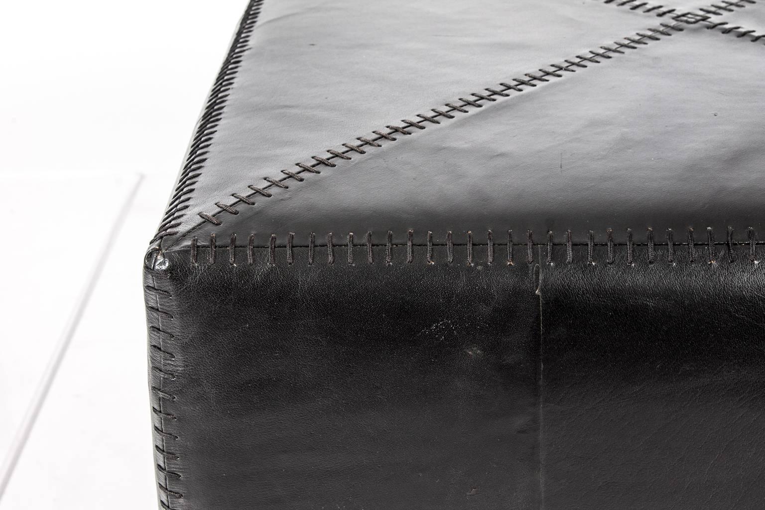 Black Leather Ottoman 2