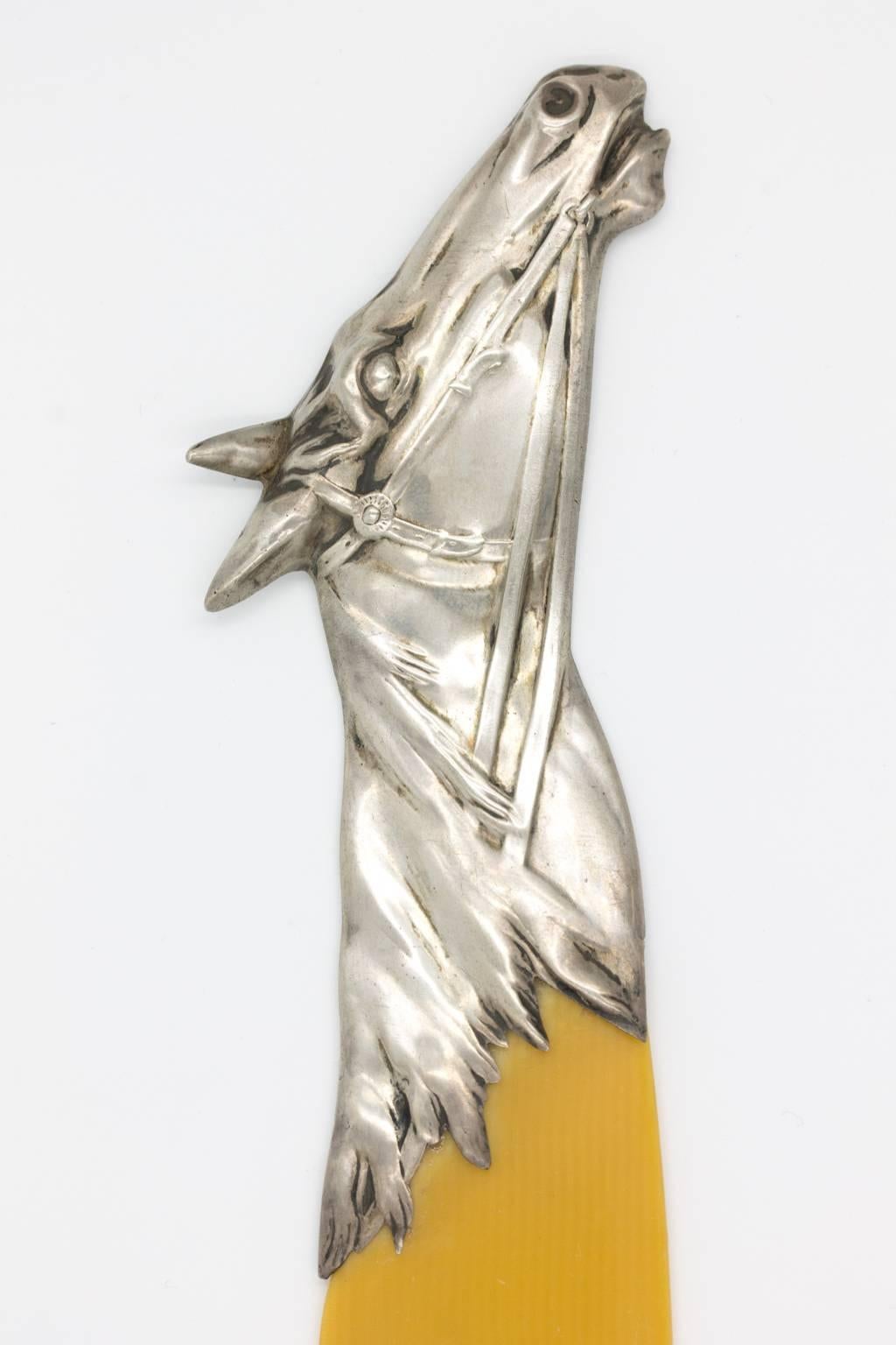 Beautifully crafted, probably Norwegian, 830 silver and celluloid letter opener or page turner.