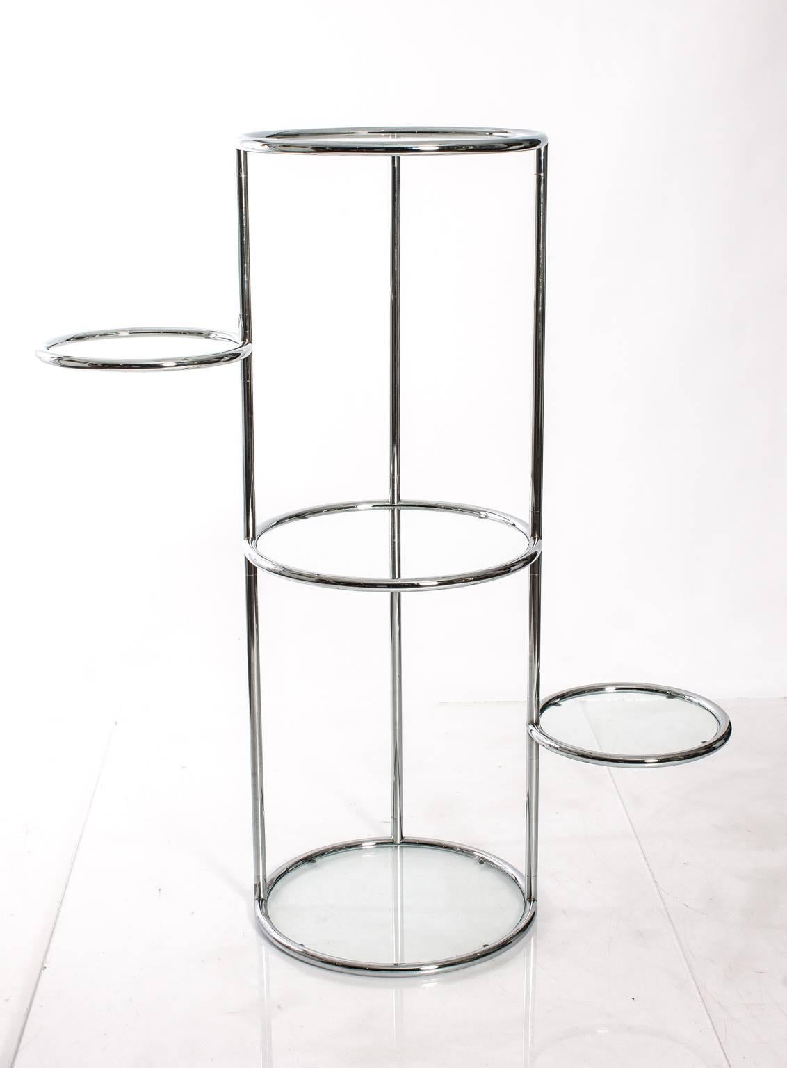 Late 20th Century Modern Chrome and Glass Étagère For Sale