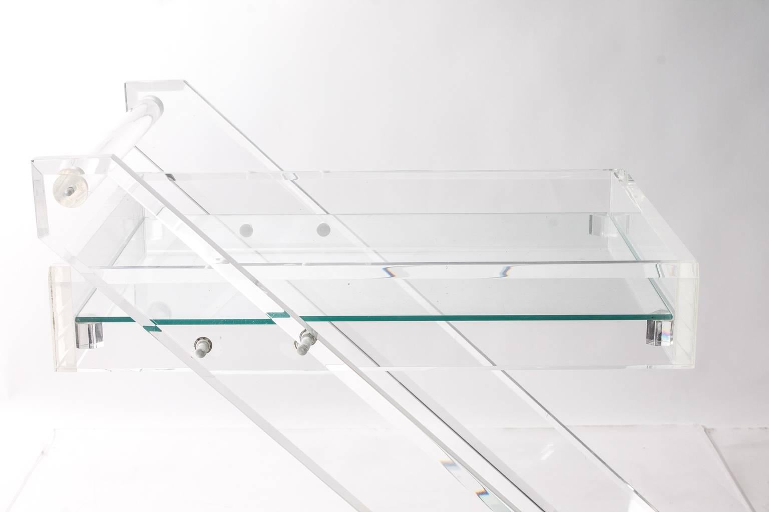 Mid-Century Modern Two-Tier Lucite Bar Cart For Sale