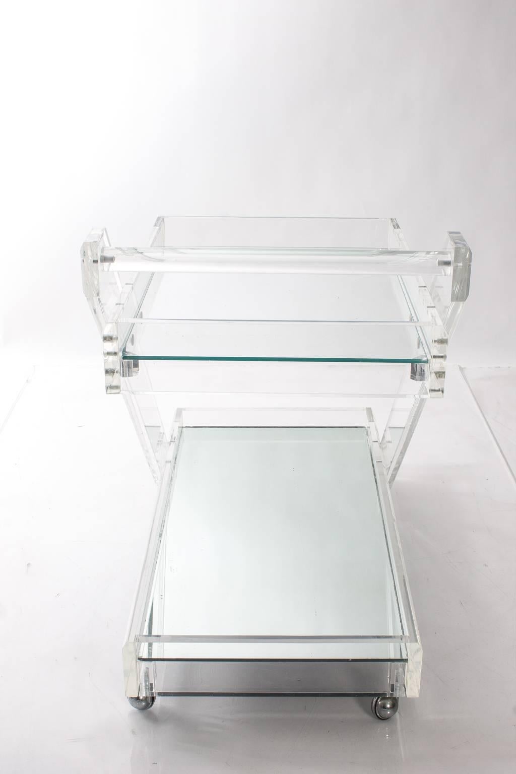 20th Century Two-Tier Lucite Bar Cart For Sale