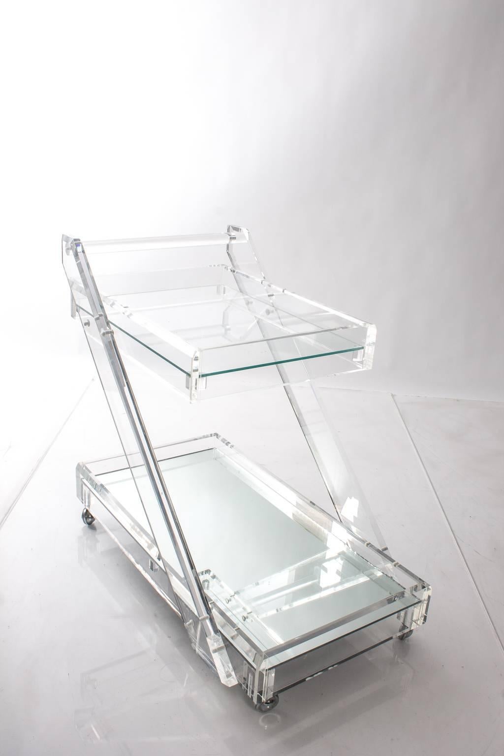 Two-Tier Lucite Bar Cart For Sale 1