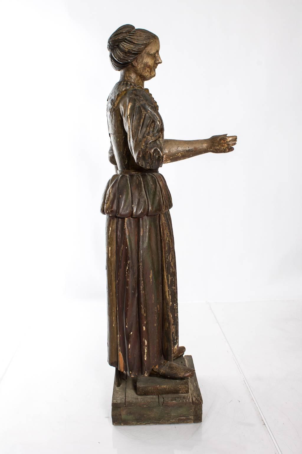 19th Century Carved Polychrome Figure