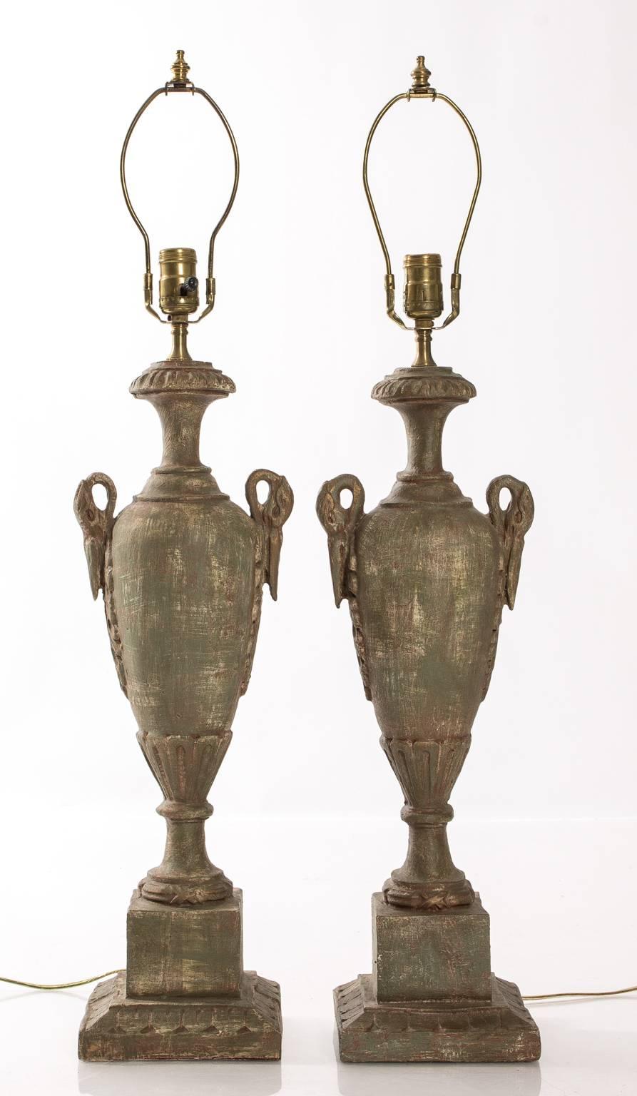 Neoclassical Pair of Urn Form Table Lamps