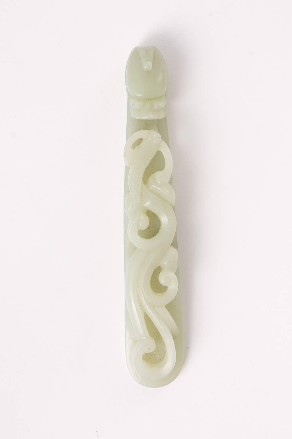 Chinese Carved Jade Buckle For Sale