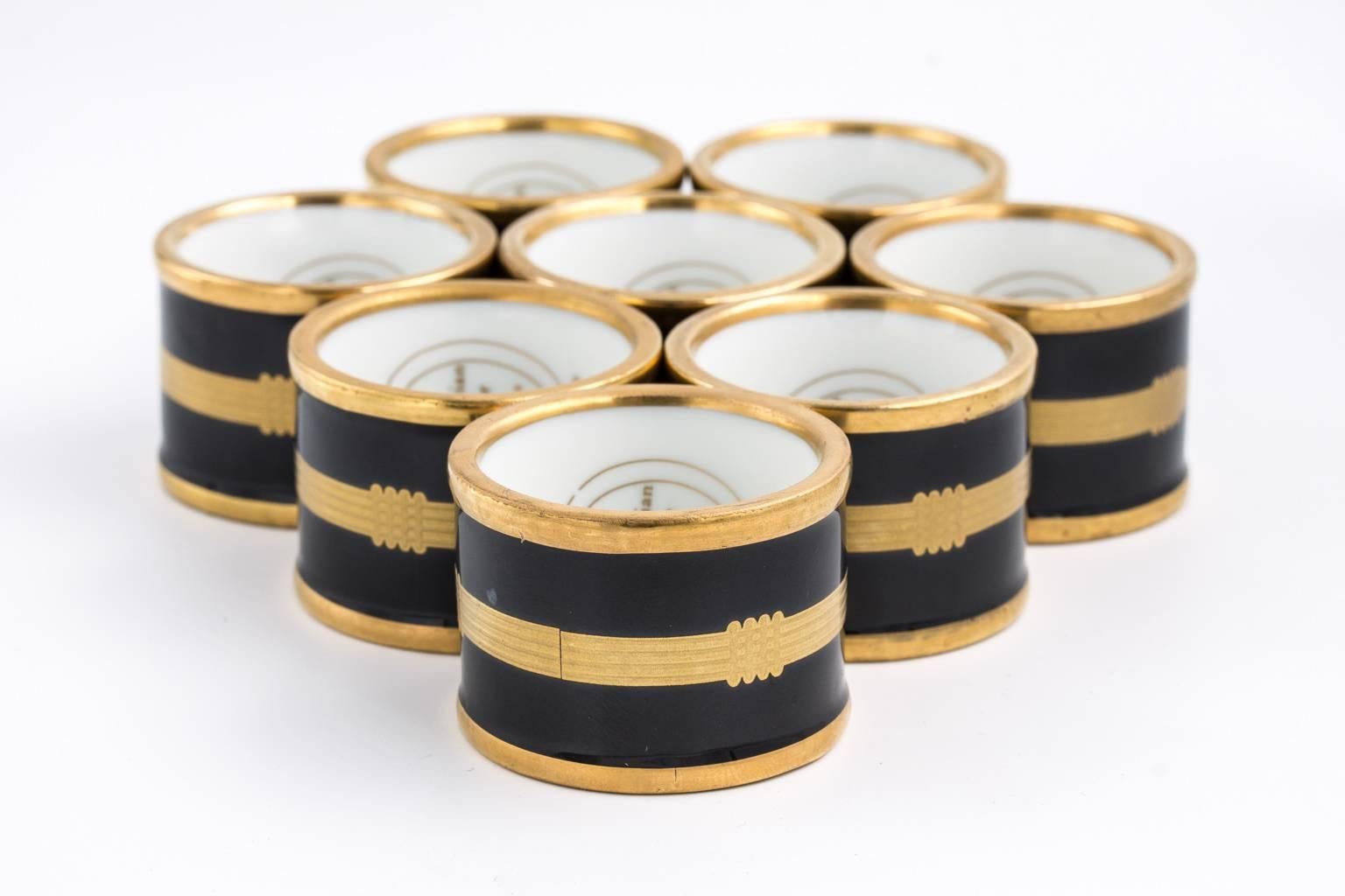 Christian Dior Gaudron-Onyx porcelain napkin rings, set of eight.