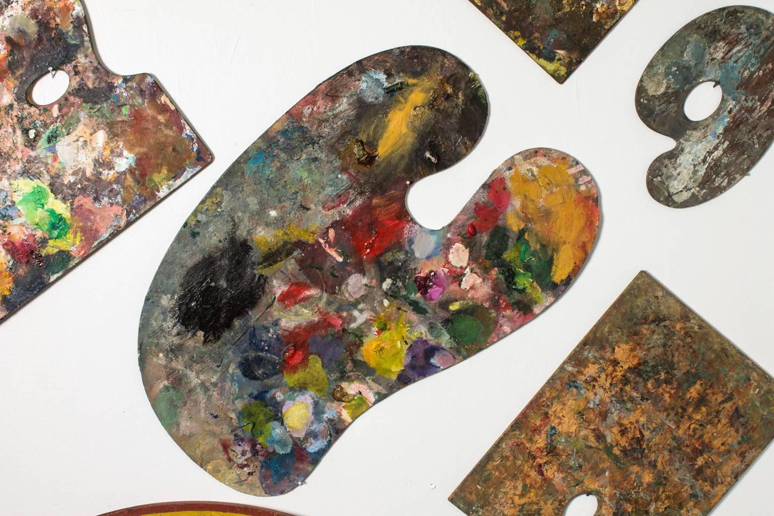 Collection of Nine Artist Palettes In Excellent Condition In Stamford, CT