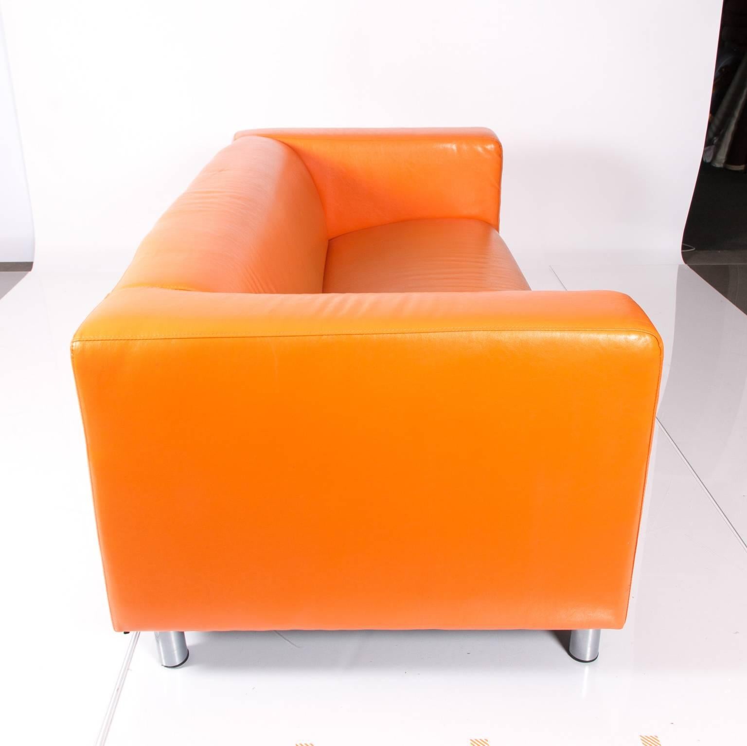 retro orange leather sofa