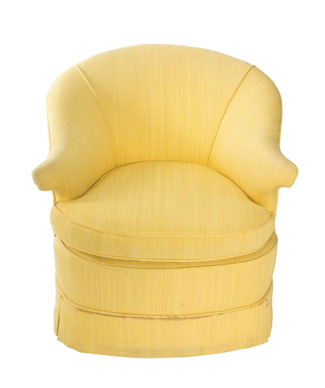 20th Century Pair of Yellow Slipper Chairs