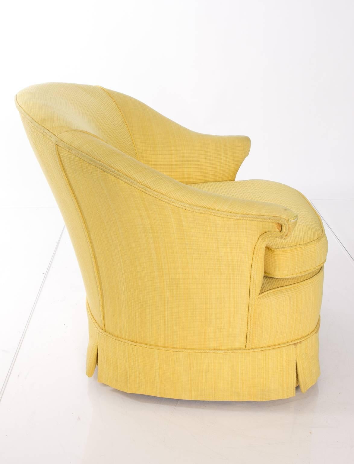 Pair of Yellow Slipper Chairs 1
