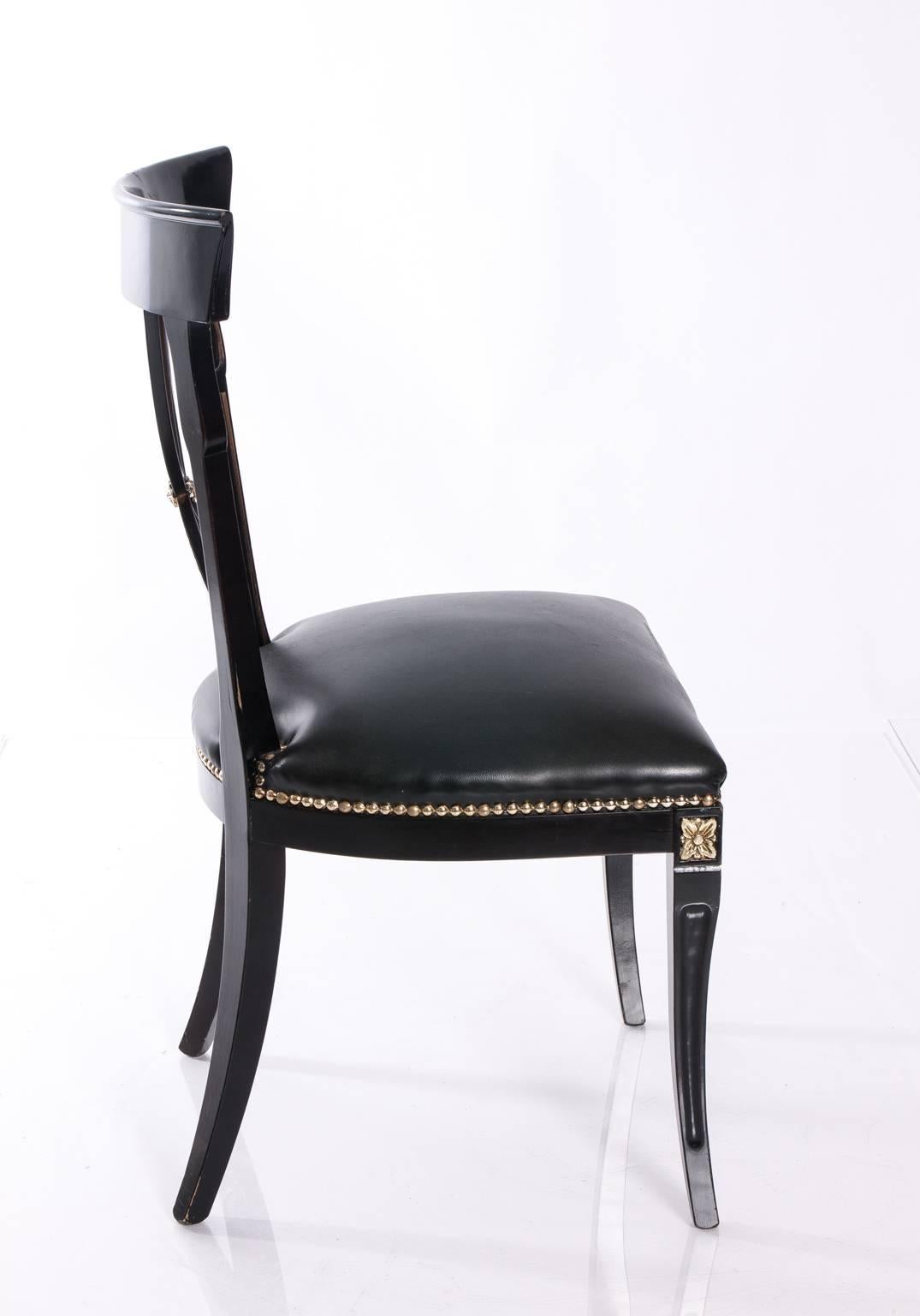 Leather Regency Style Side Chair