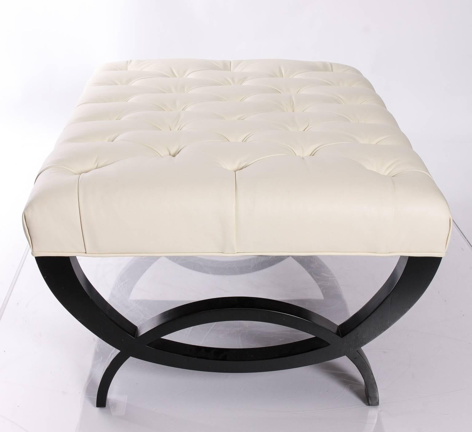 20th Century Tufted Leather Baker Ottoman