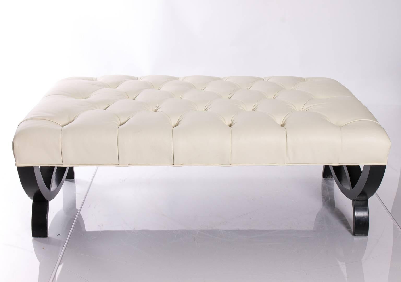 Tufted Leather Baker Ottoman 2