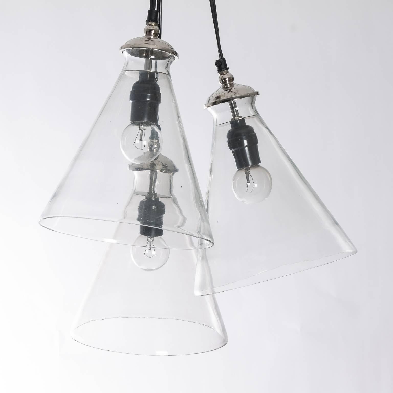 Blown glass pendant light fixture.
 