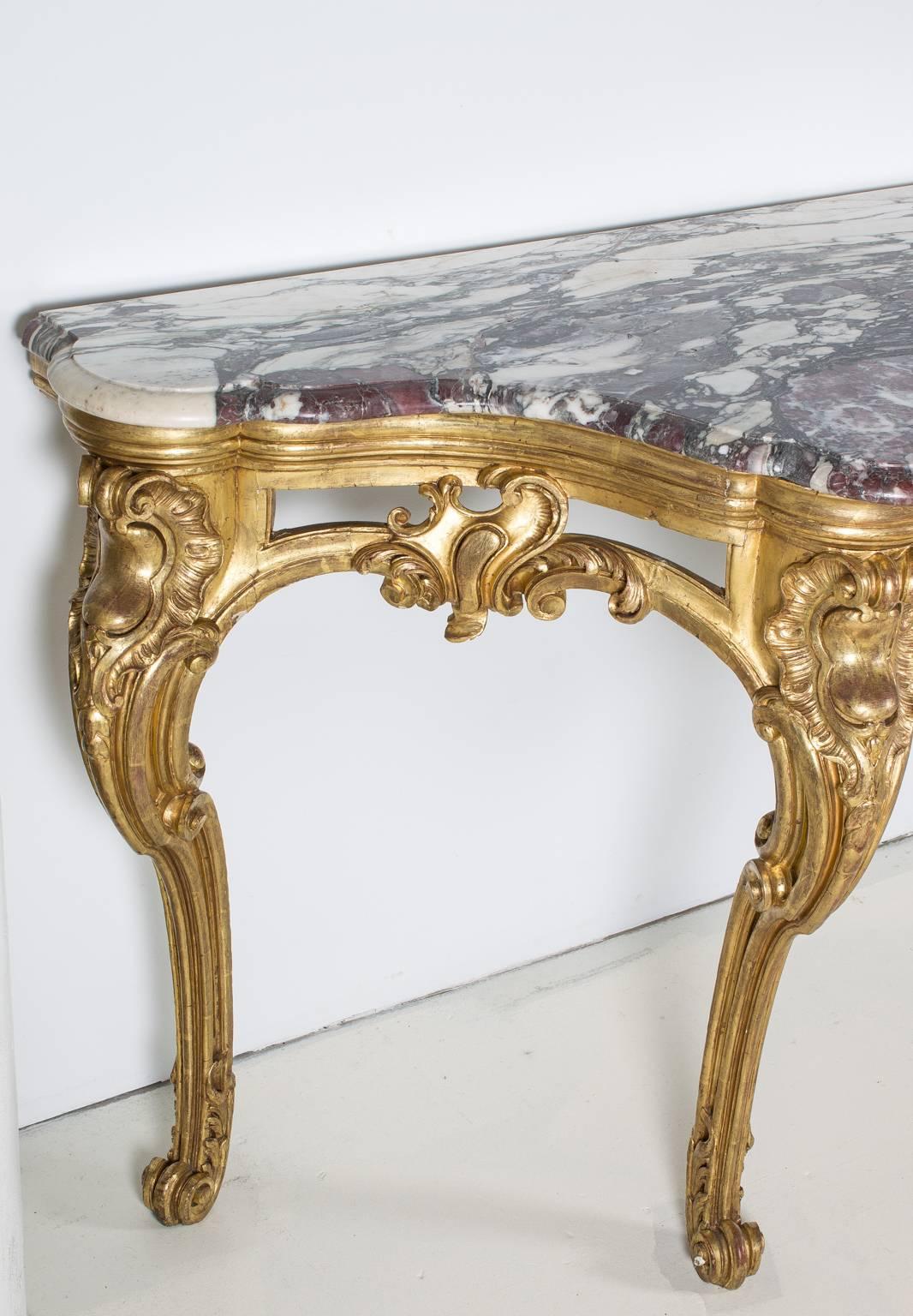 French Marble Top Console In Good Condition For Sale In Stamford, CT