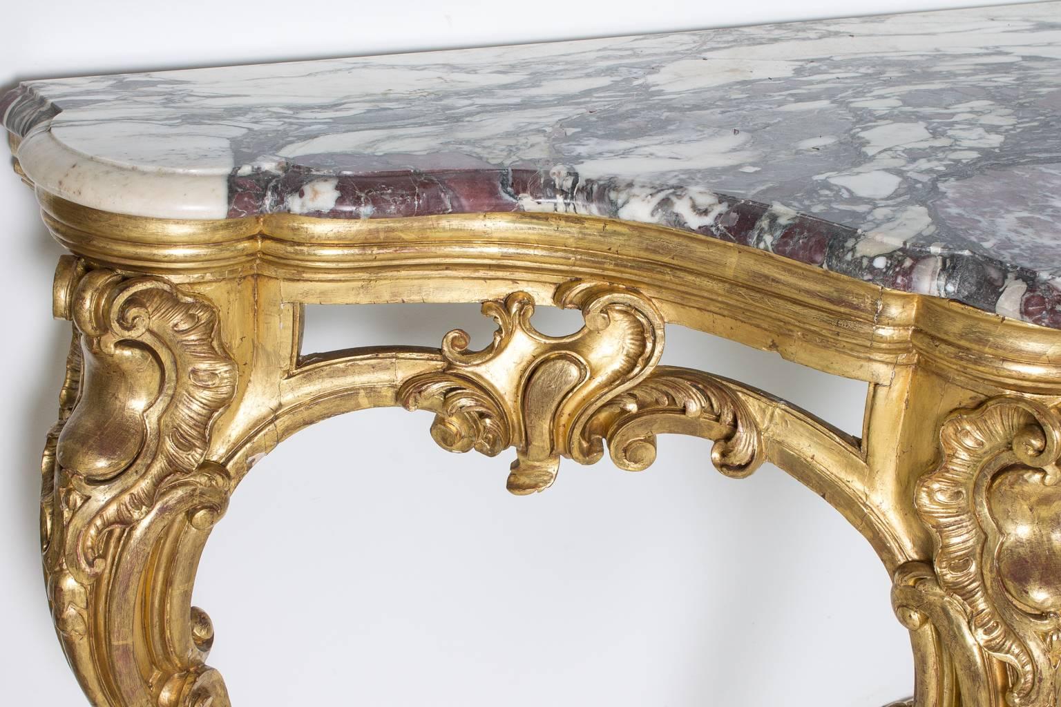 19th Century French Marble Top Console For Sale