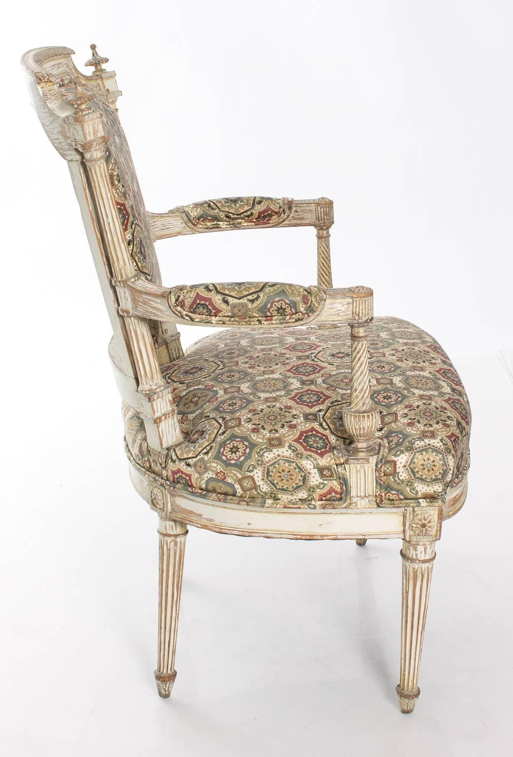 Wood Pair of French Directoire Style Fauteuils, circa 1930s