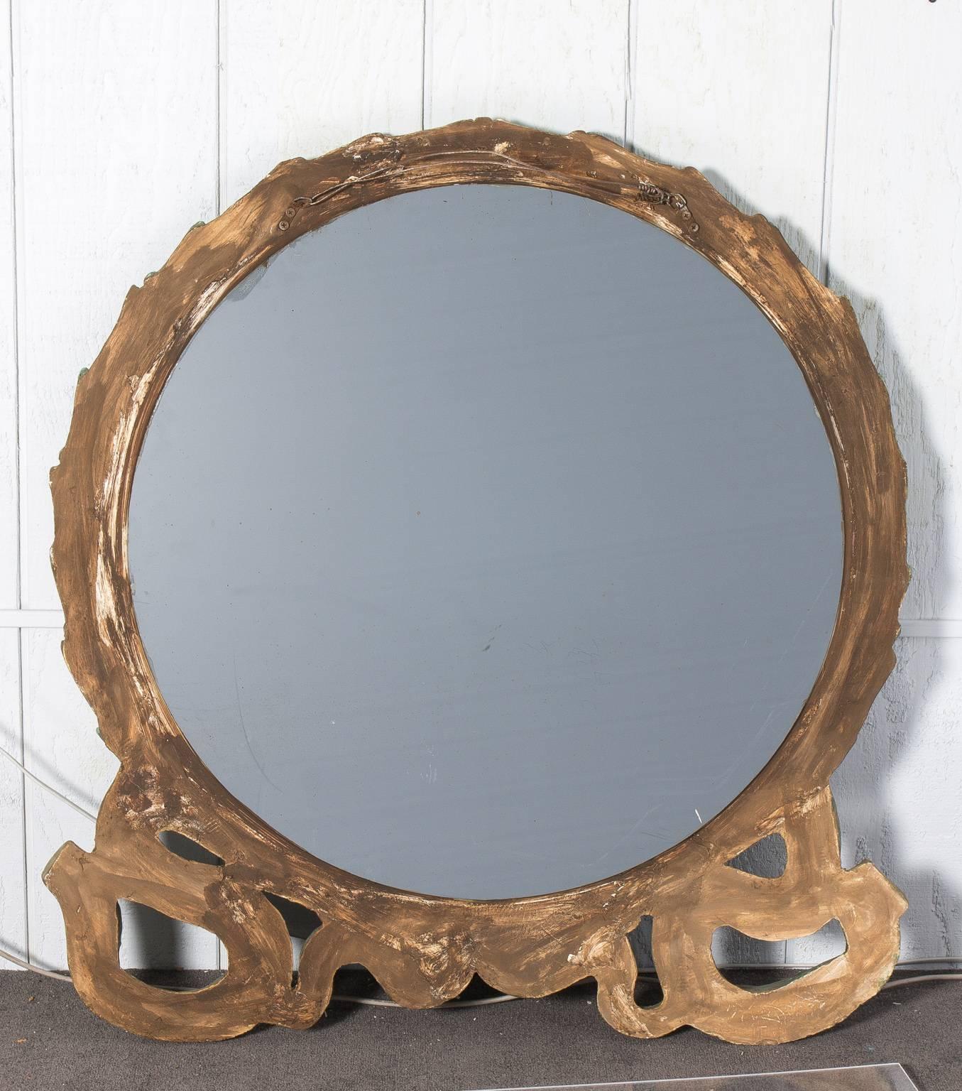 Laurel Wreath Verdigris Mirror In Good Condition For Sale In Stamford, CT