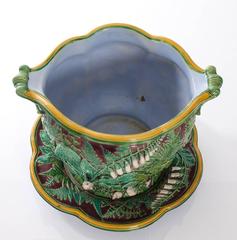 Minton Majolica Cache Pots and Saucers