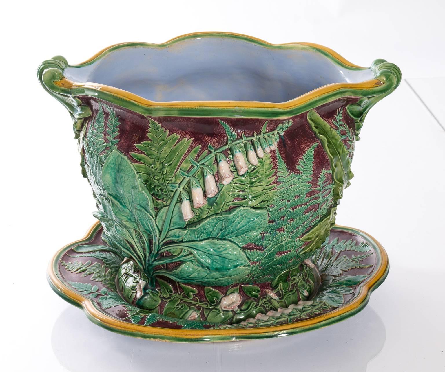 Minton Majolica Cache Pots and Saucers 1