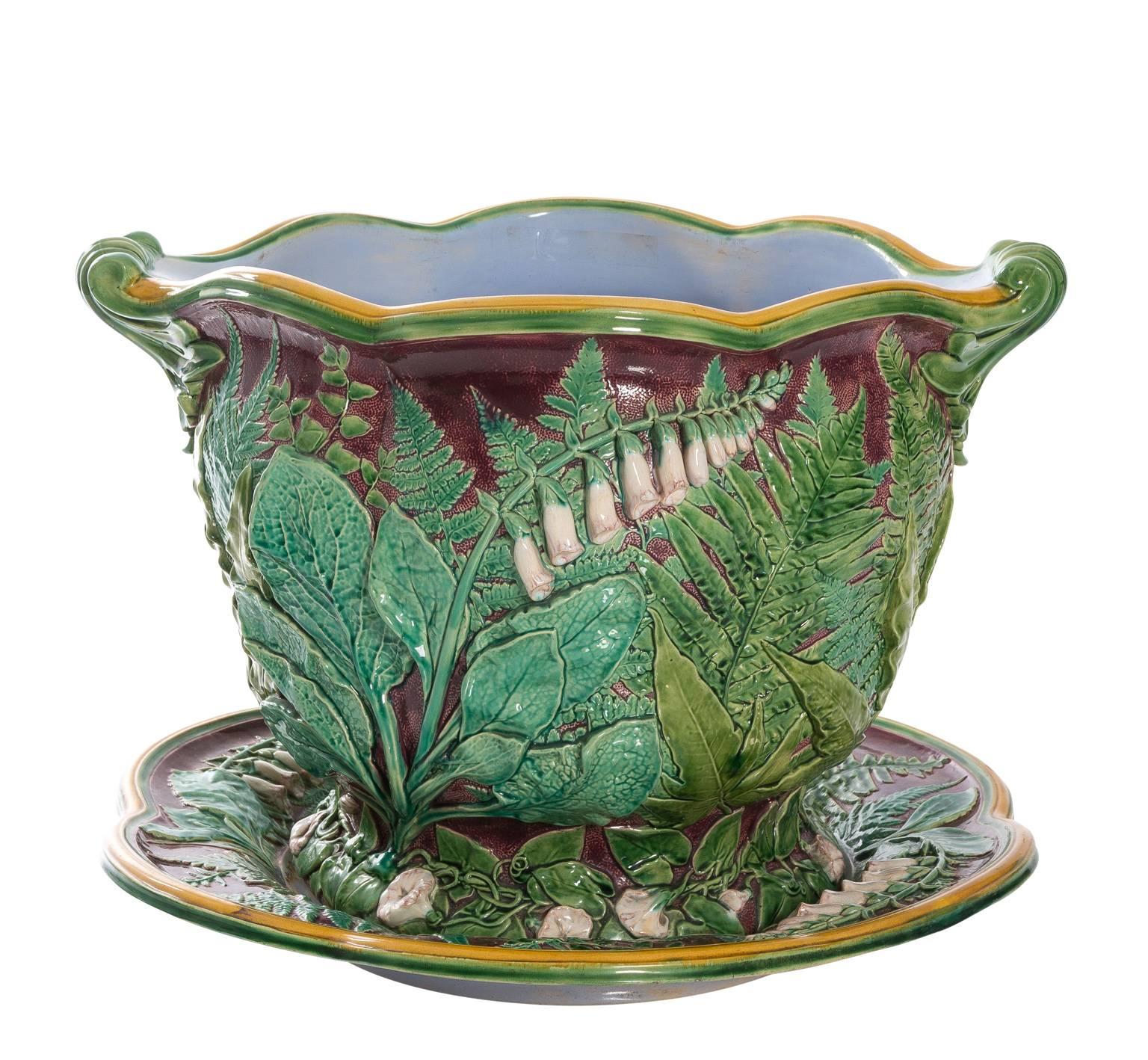 Minton Majolica Cache Pots and Saucers 2