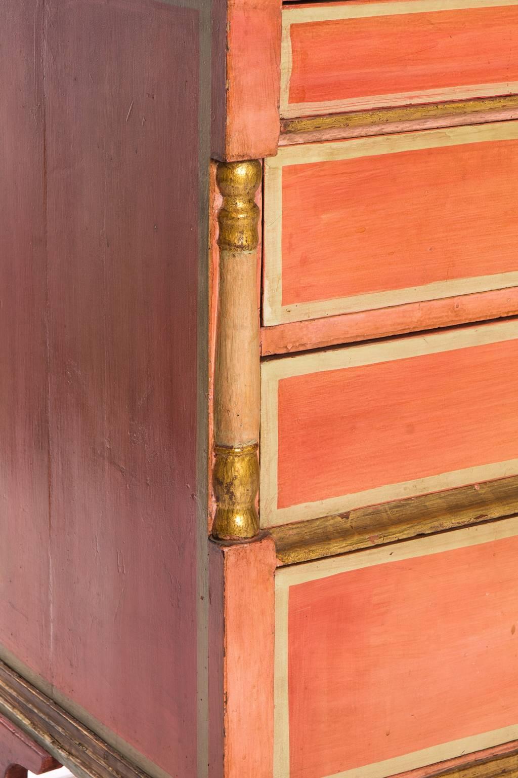 19th Century Orange Painted and Gilt Dresser For Sale
