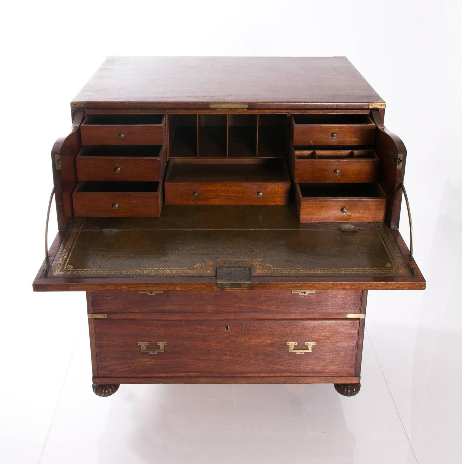 19th Century Secretaire Campaign Chest In Good Condition In Stamford, CT