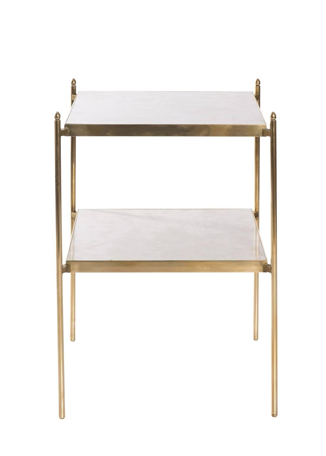 Pair of brass and marble side tables.
 