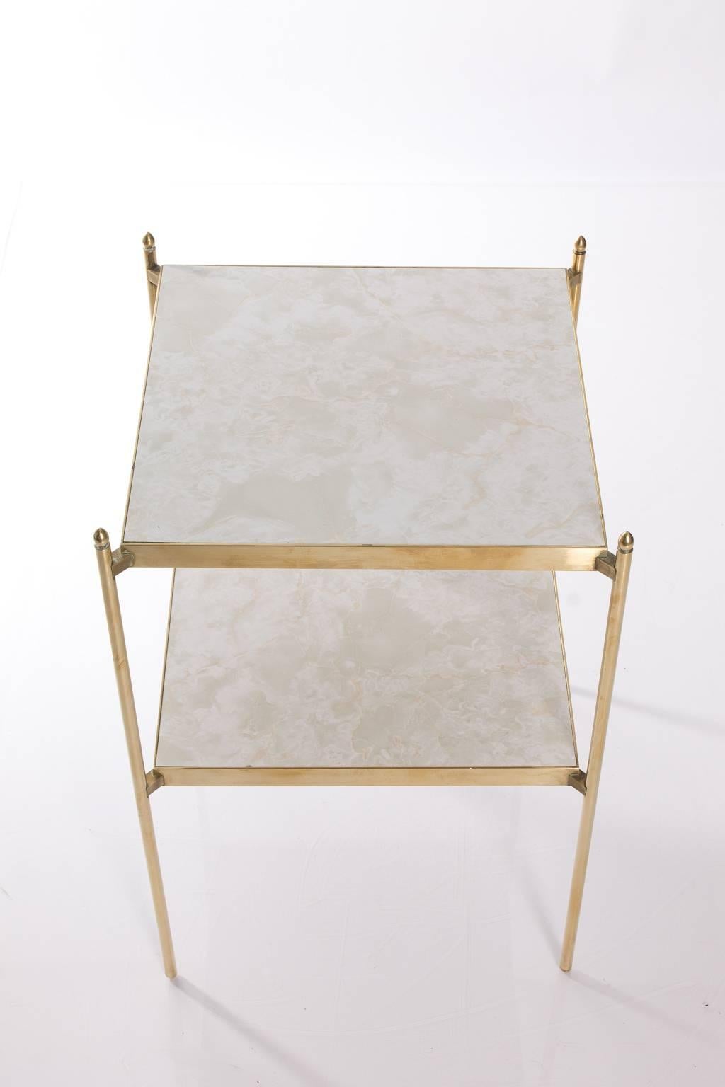 20th Century Tiered Brass Side Tables