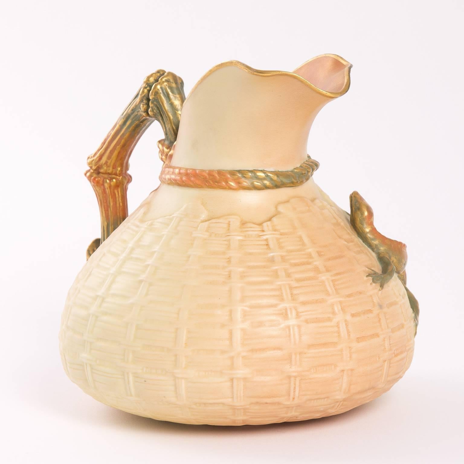 Late 19th Century Royal Worcester Lizard Pitcher