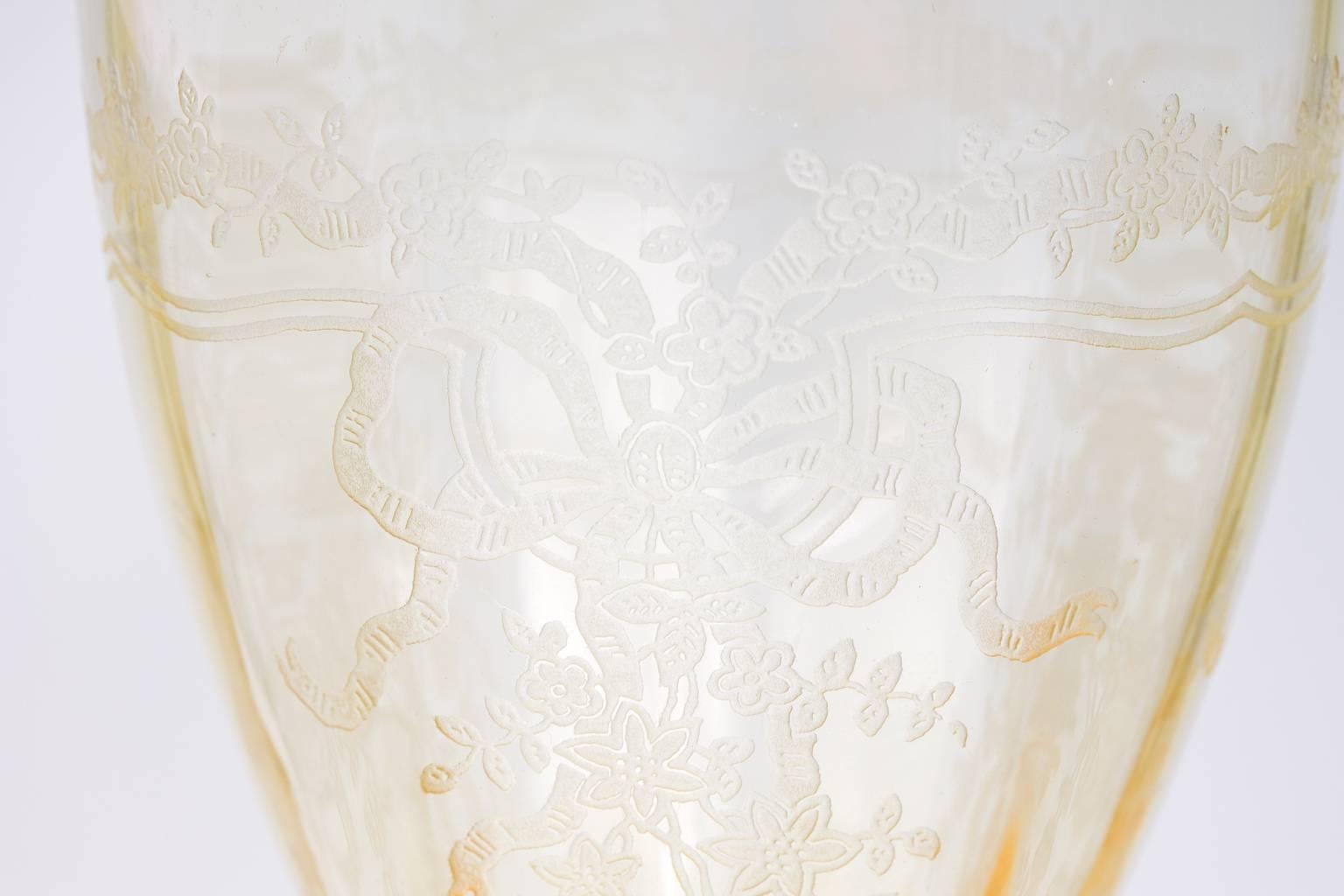 Art Deco 1930's Fostoria June Pattern Topaz Glass Set