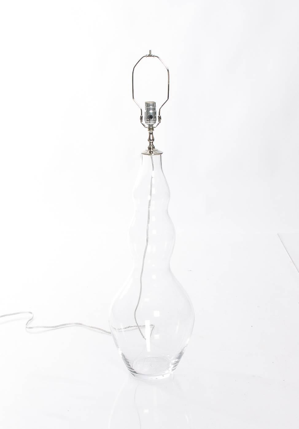 Pair of Contemporary Handblown Glass Lamps In Excellent Condition In Stamford, CT