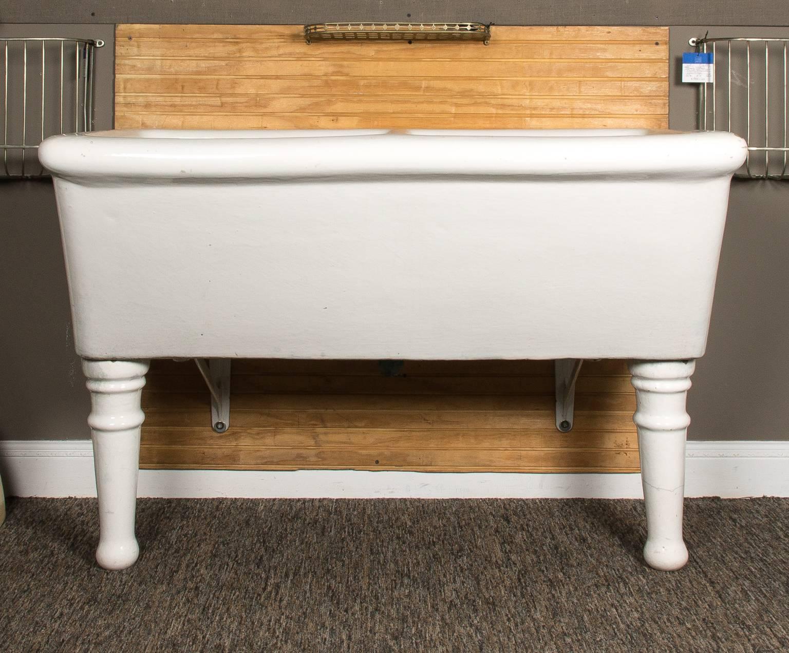 Glazed Double Earthenware Laundry Sink, circa 1900s