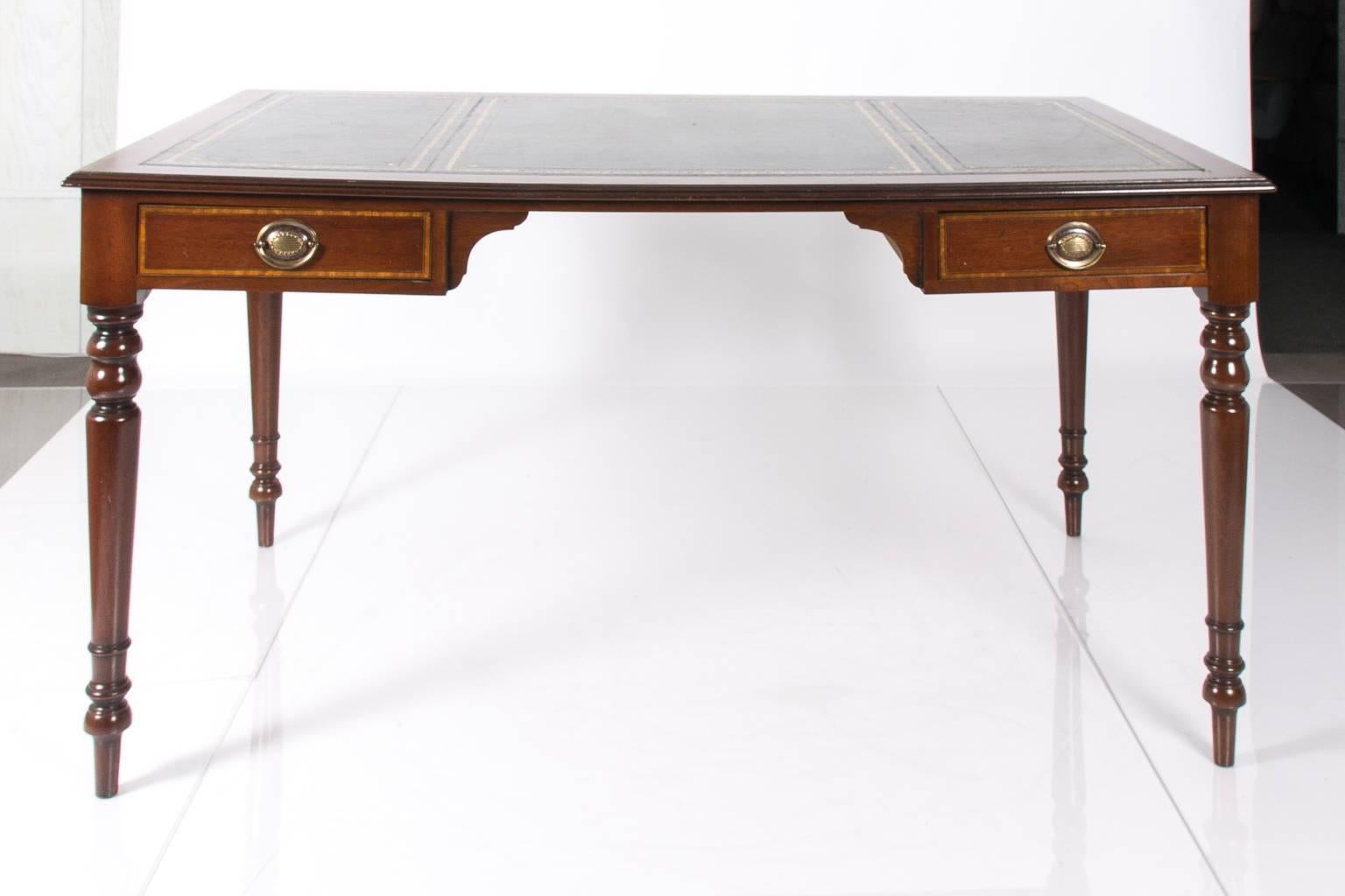 19th century English mahogany leather top writing desk.
 