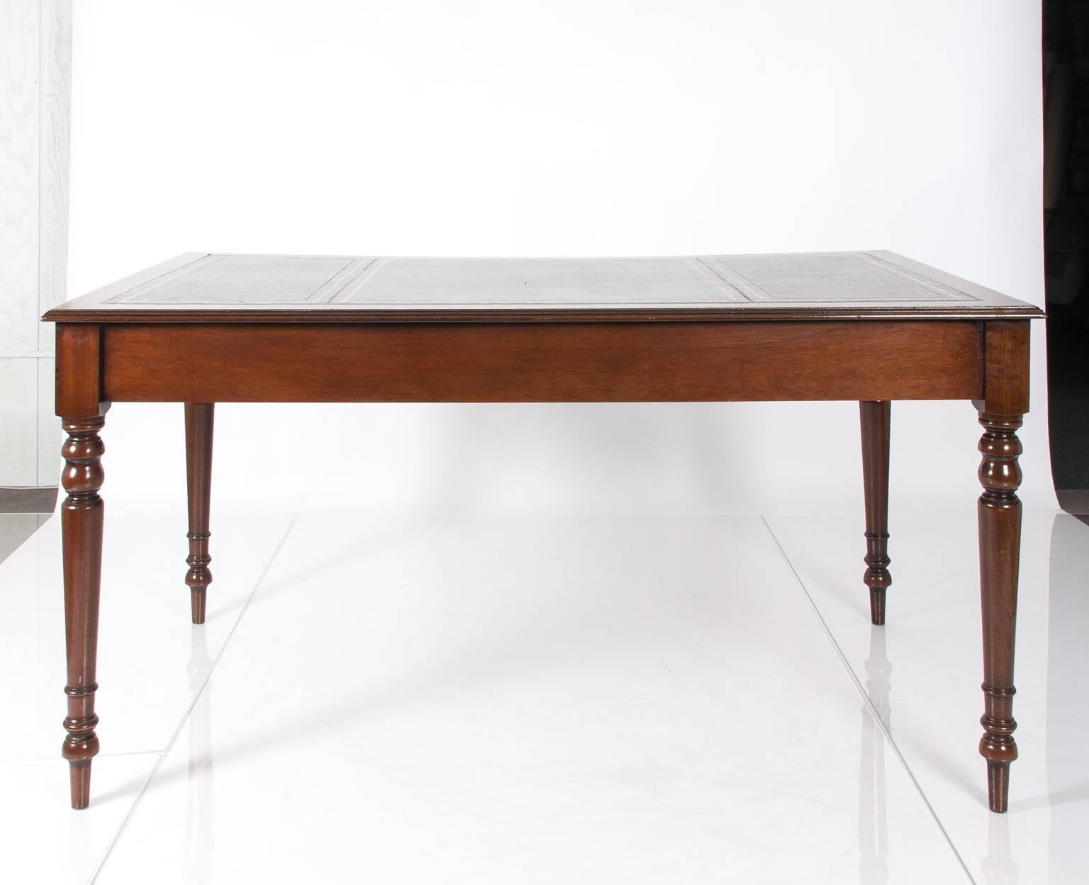 Gilt 19th Century English Mahogany Leather Top Writing Desk