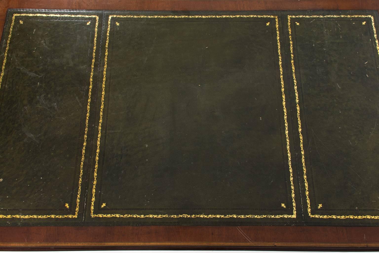 19th Century English Mahogany Leather Top Writing Desk 2