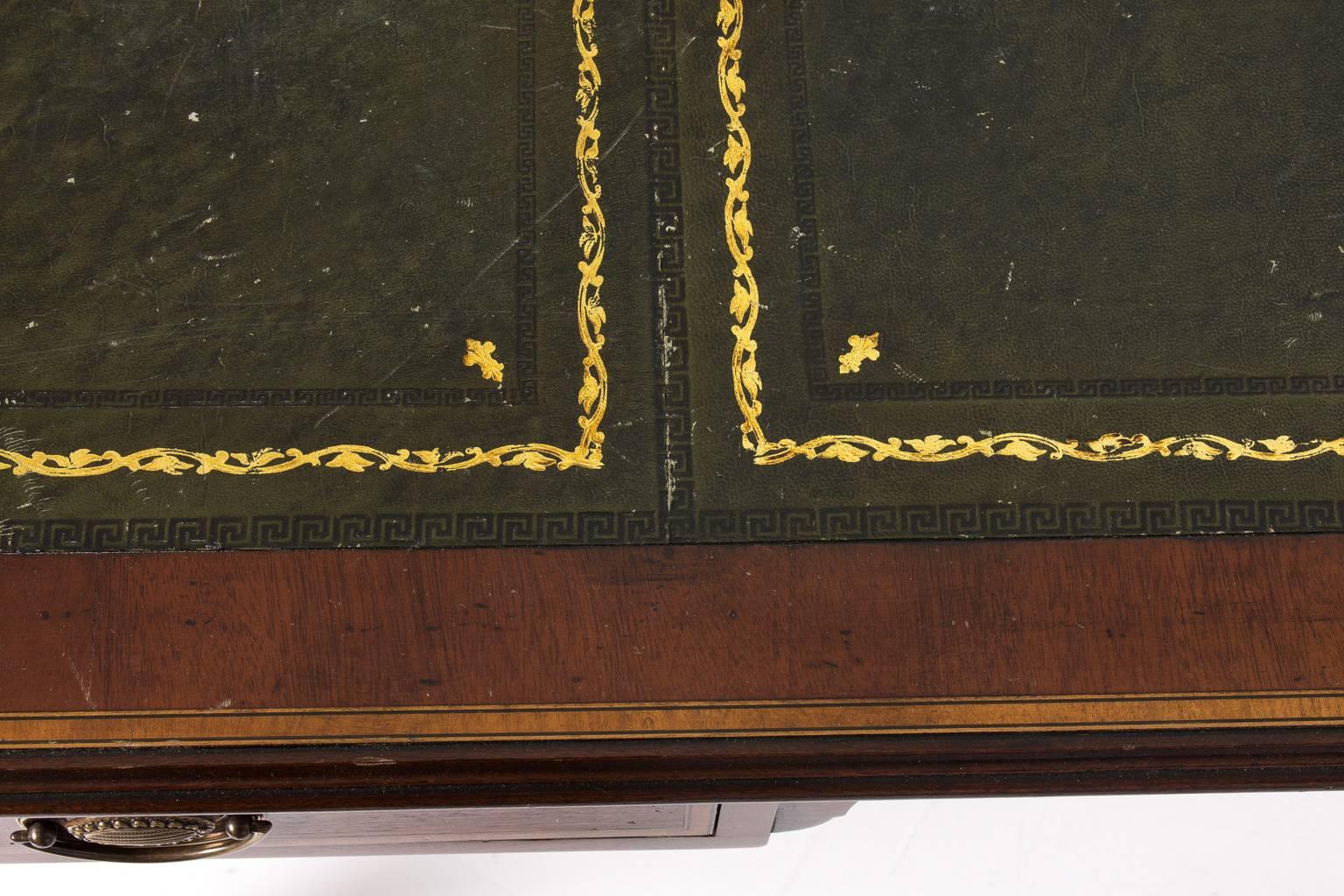19th Century English Mahogany Leather Top Writing Desk 4