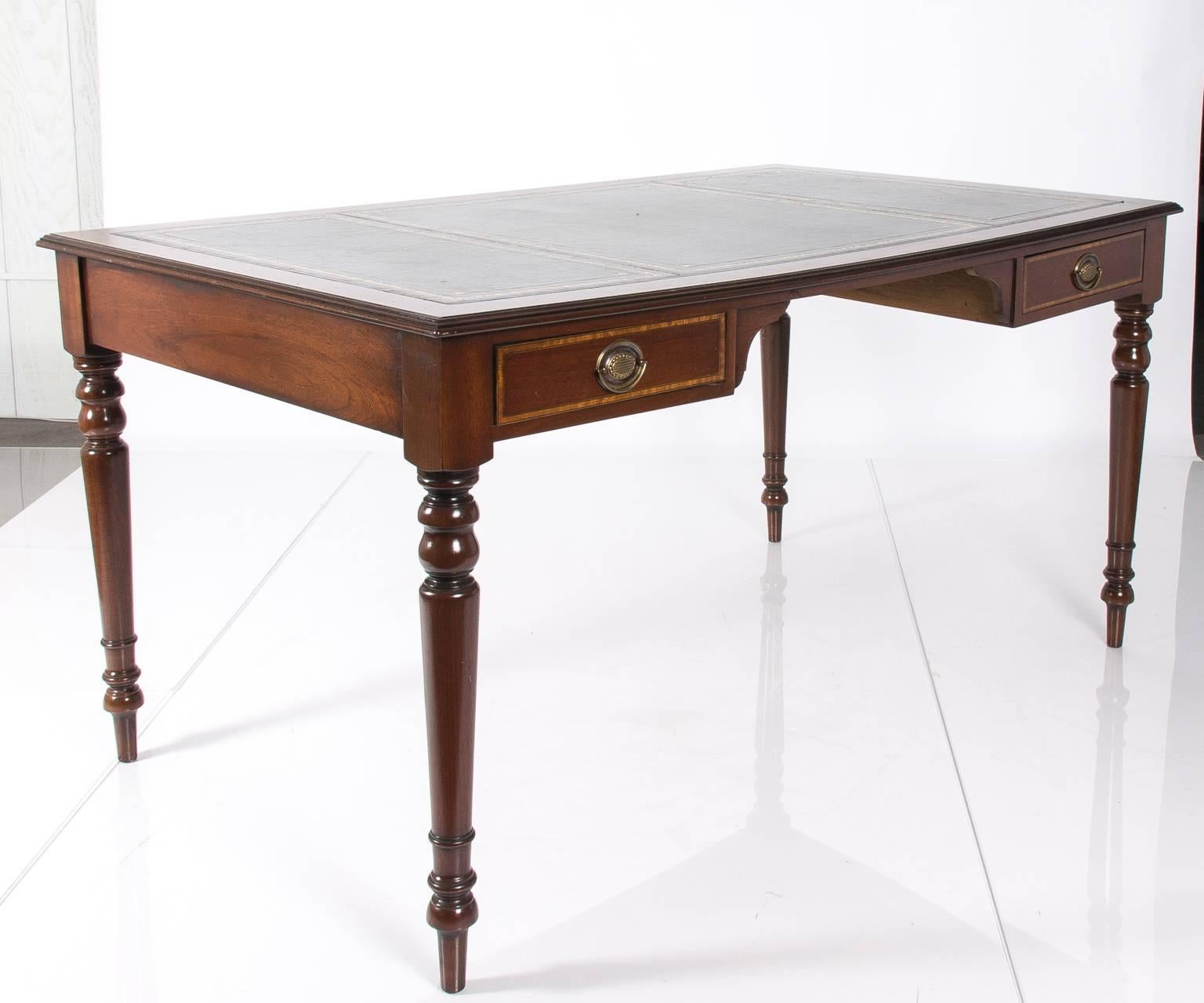 19th Century English Mahogany Leather Top Writing Desk 5