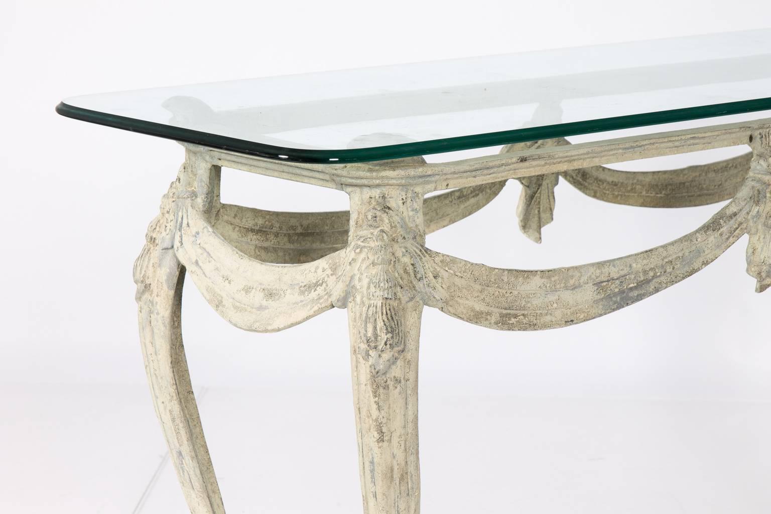 Louis XV Metal Console with Glass Top 2