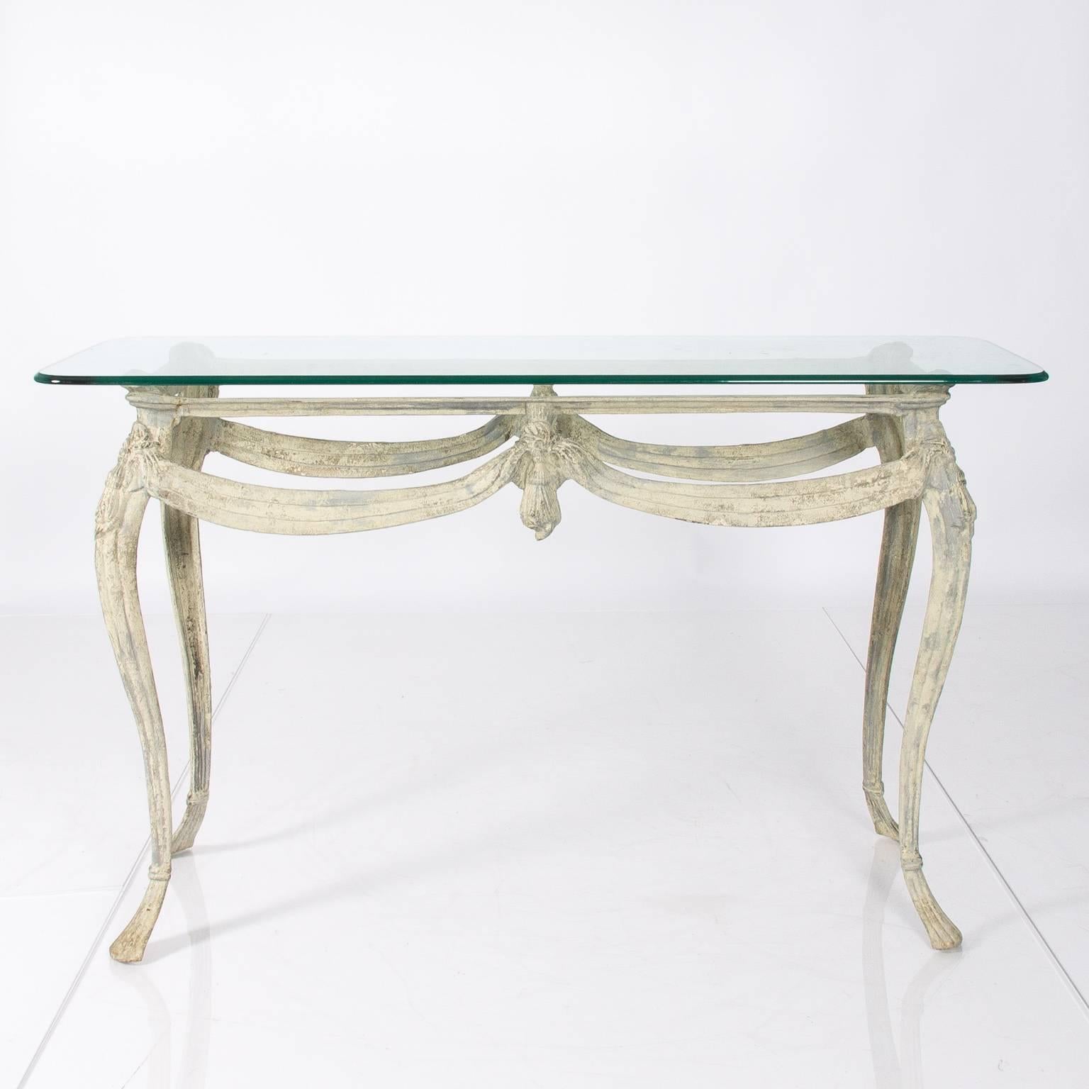 Louis XV Metal Console with Glass Top 4