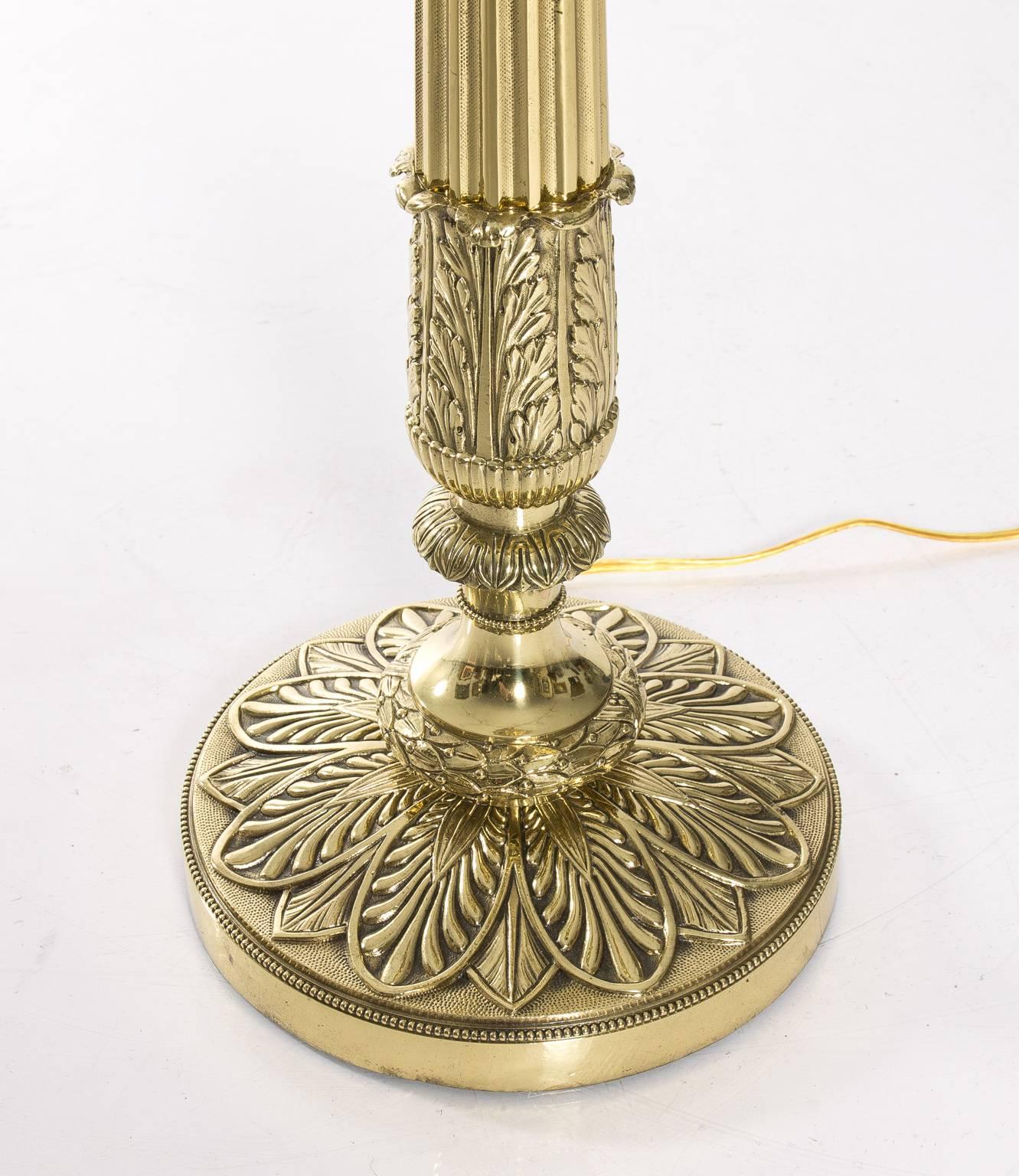Pair of English Brass Column Lamps 2