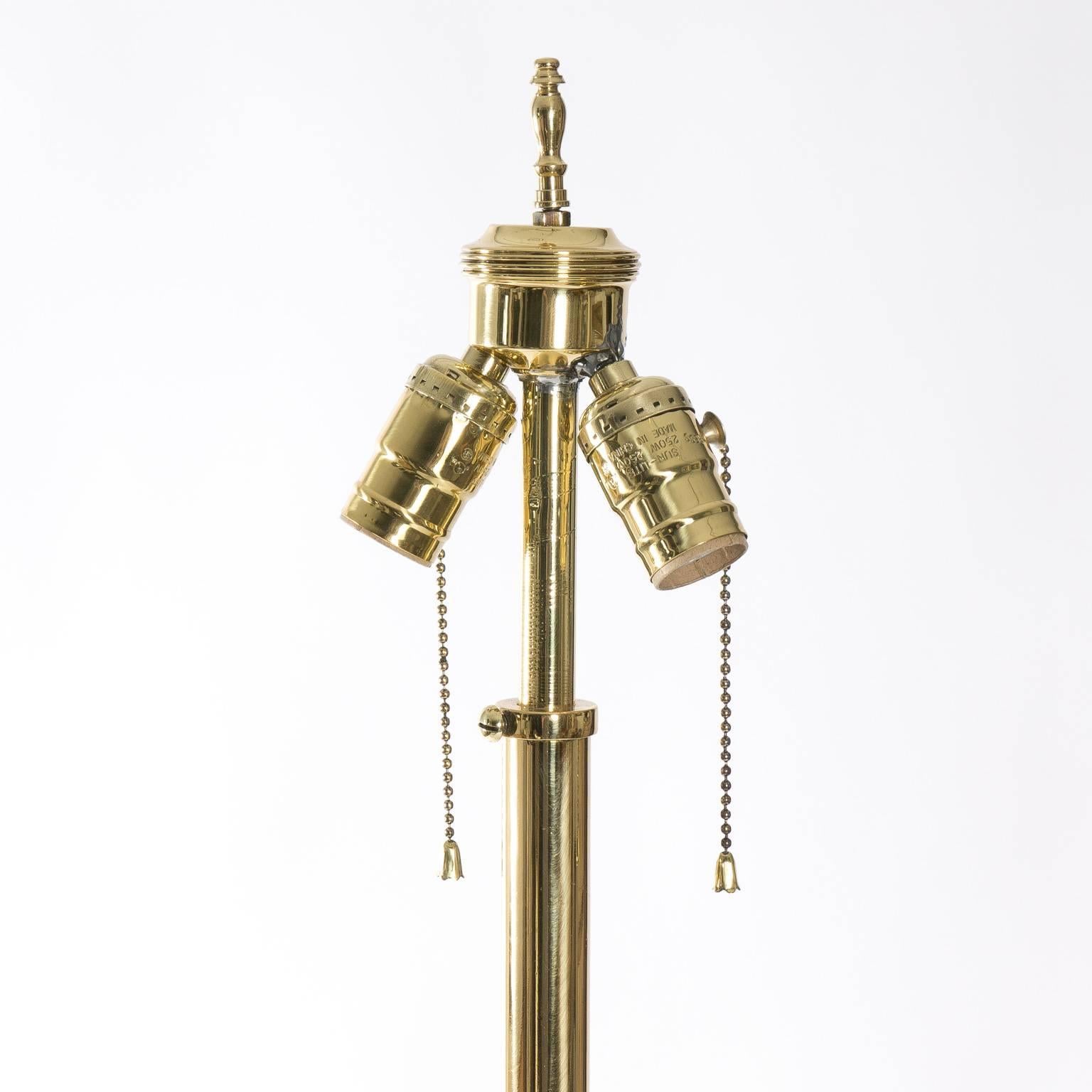 1940s Industrial Brass Floor Lamp In Good Condition In Stamford, CT
