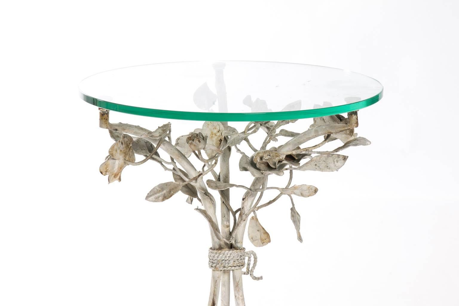 Iron Round Top Glass Side Table For Sale 2