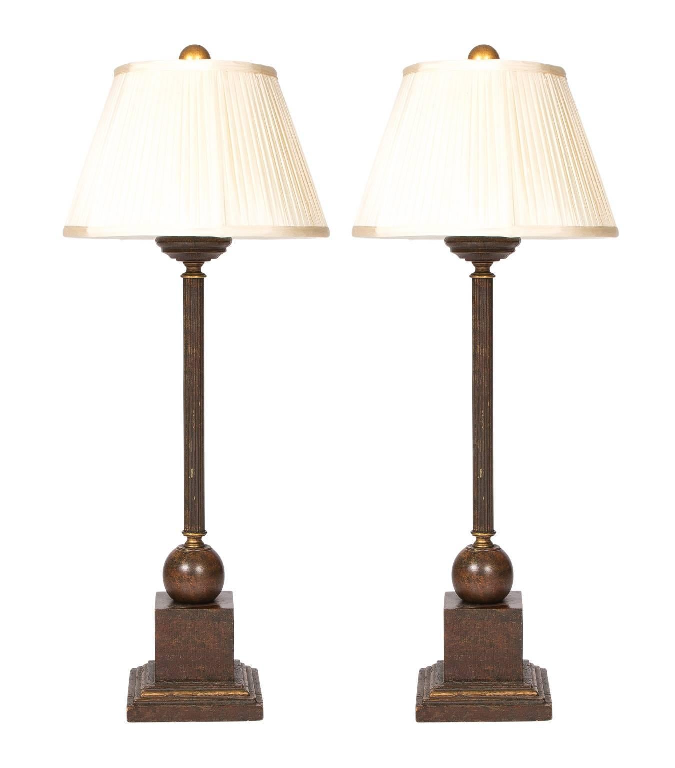 20th Century Pair of Vintage Candlestick Lamps