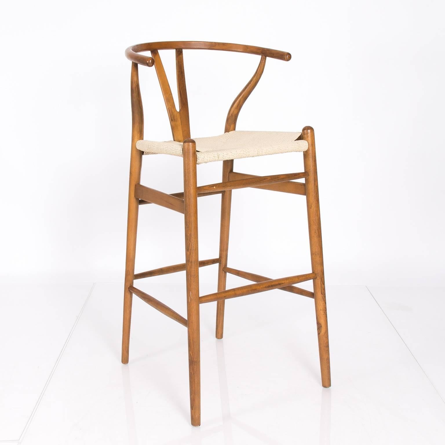 Pair of Hans Wegner Style Bar Stools at 1stDibs | hans wegner bar stool