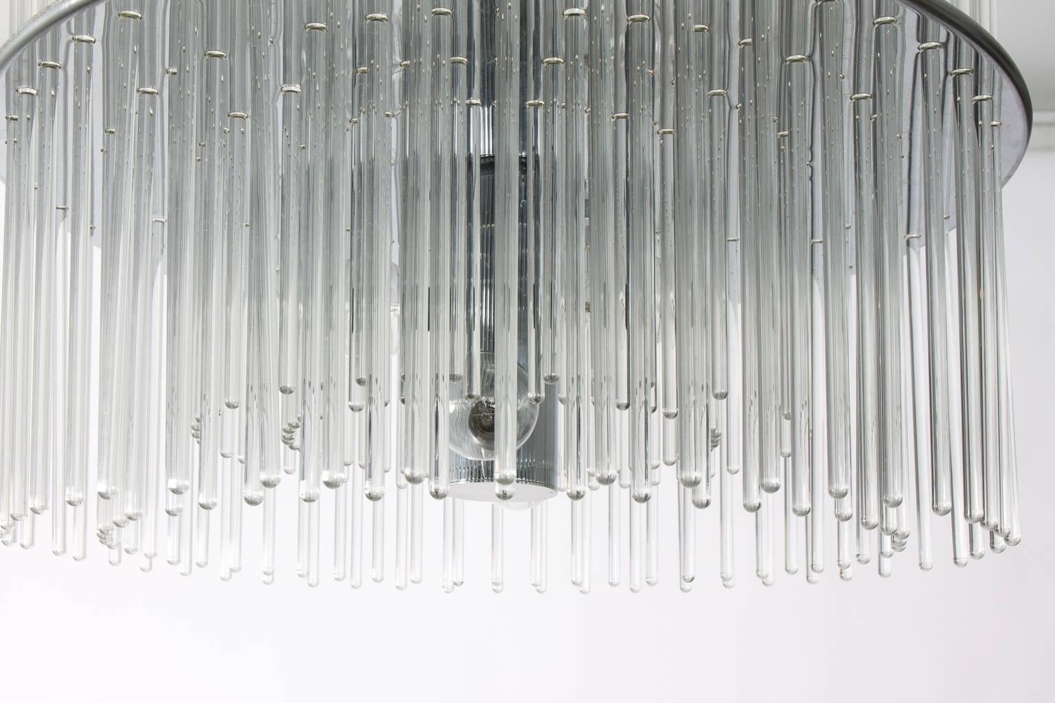 Mid-Century Modern Gaetano Sciolari Glass Rod Chandelier, 1980s